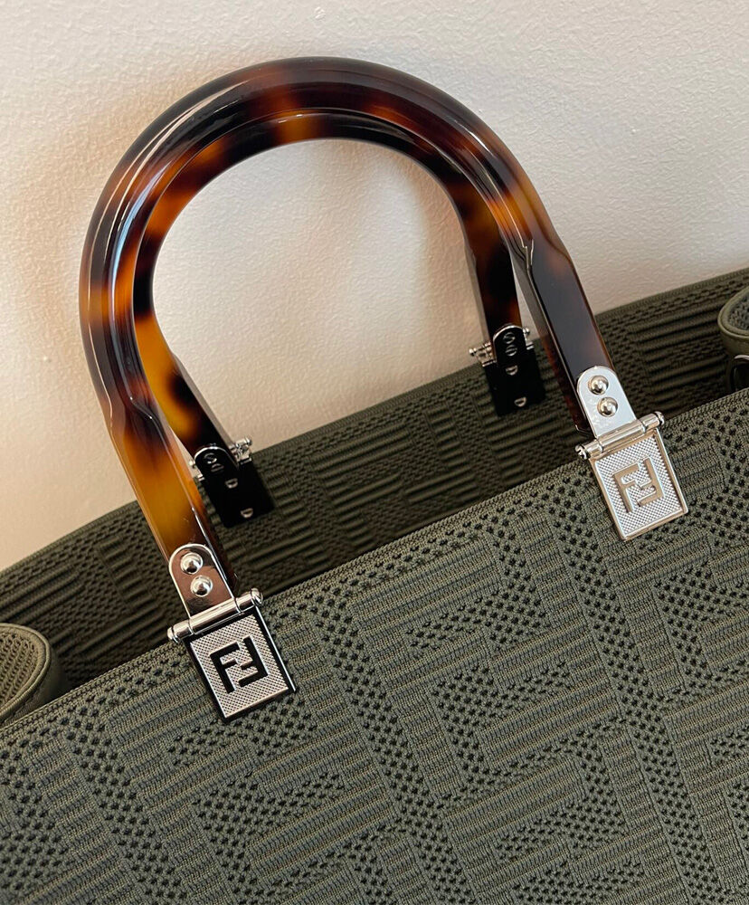 Fendi Sunshine Medium FF Fabric Shopper Bag 8BH386 Grey